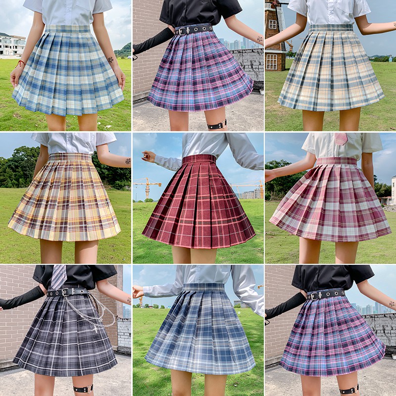 ☆I&U☆Adjustable waist Korean Womens High Waist Skirt Slim Pleated JK