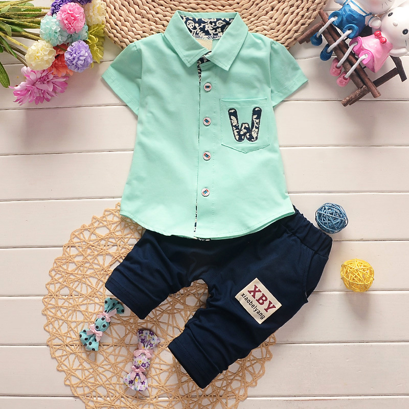 Baby boy clothes boys' embroidered Top Boys' short sleeve shirt two piece  set | Shopee Philippines