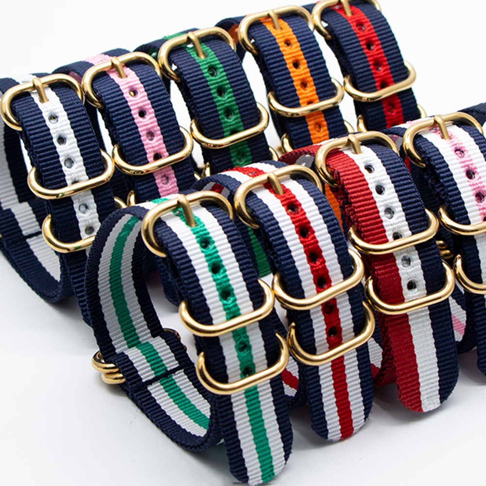 20mm Nato Strap Canvas Watch Band GOLD Gold Buckle Strap Woven Nylon