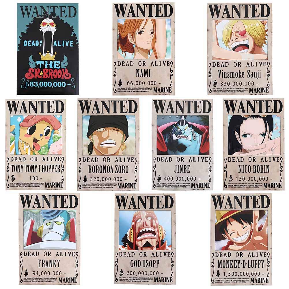 Monkey D Luffy Roronoa Zoro Brook Chopper Nico Robin Nami Usopp Loheag Clinor 10pcs One Piece Poster Wanted Jinbe Anime Poster Sanji Franky Mobel Wohnaccessoires Bilder Poster Kunstdrucke Skulpturen Savacaf Com