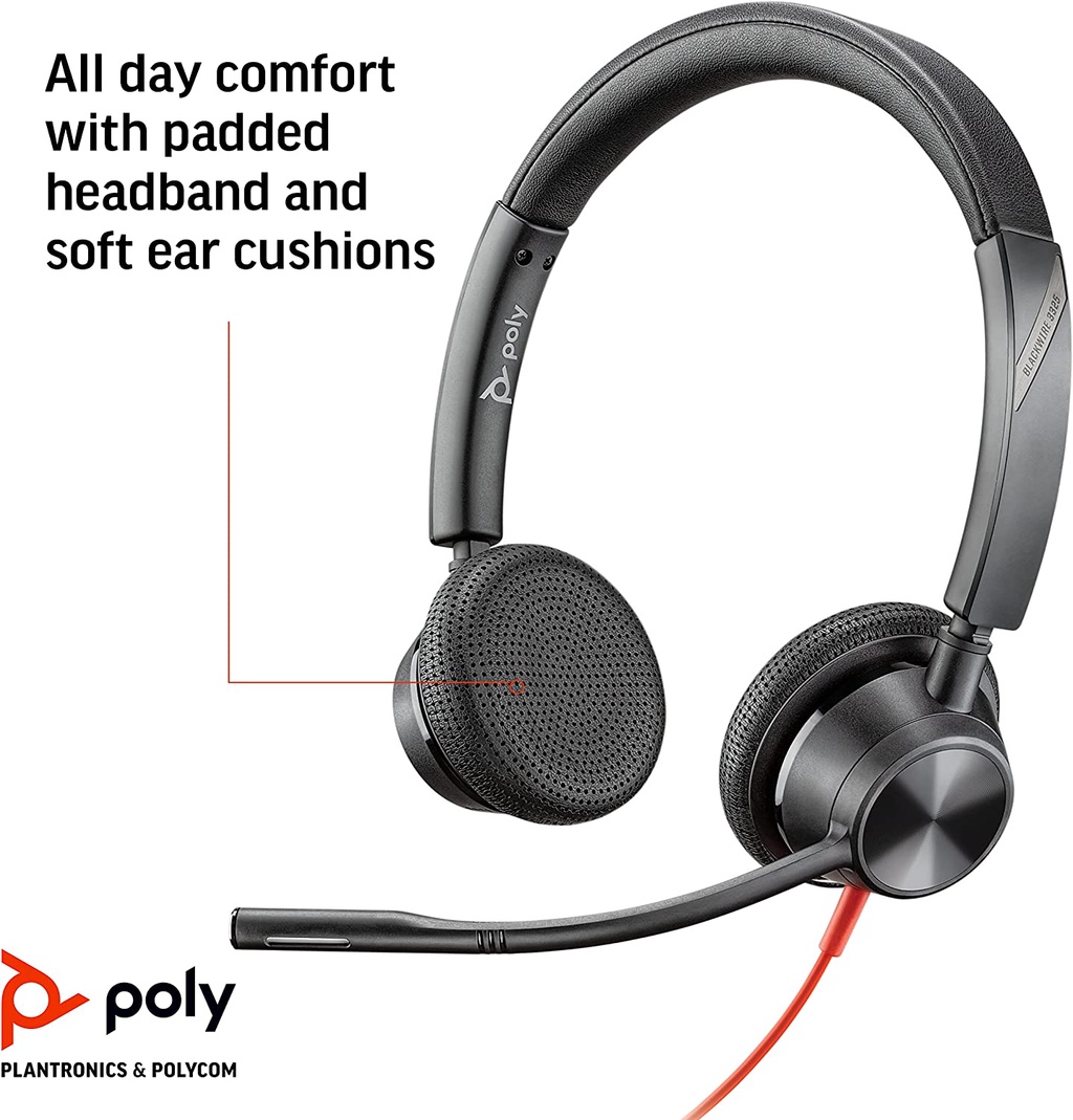 Poly Plantronics Blackwire 3325 USBA Wired DualEar Stereo Headset