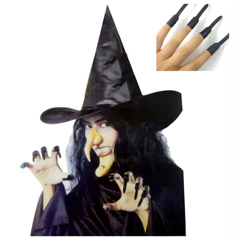 5pcs Halloween Witch Hat False Nail Nose Chin Combination Witches Set Shopee Philippines