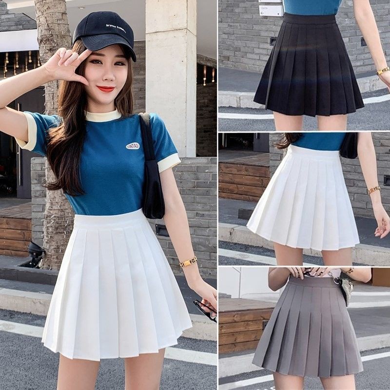  Korean  High Waist White  Short Skirt  Fashion  Sexy A Line 