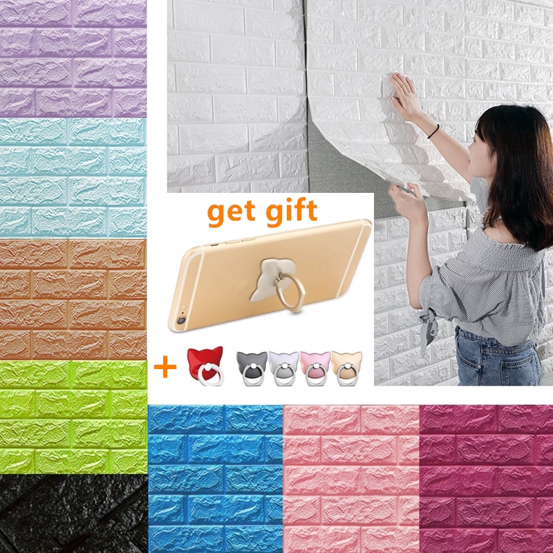 SALE DIY Self Wall Stickers PE Foam 3D WallPaper Brick