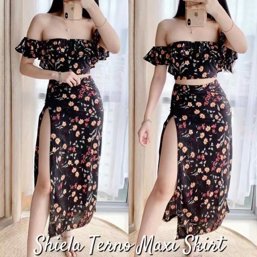 hawaiian dress for women ✱Shiela Tenno Maxi Slit Skint/Terno♬ | Shopee  Philippines