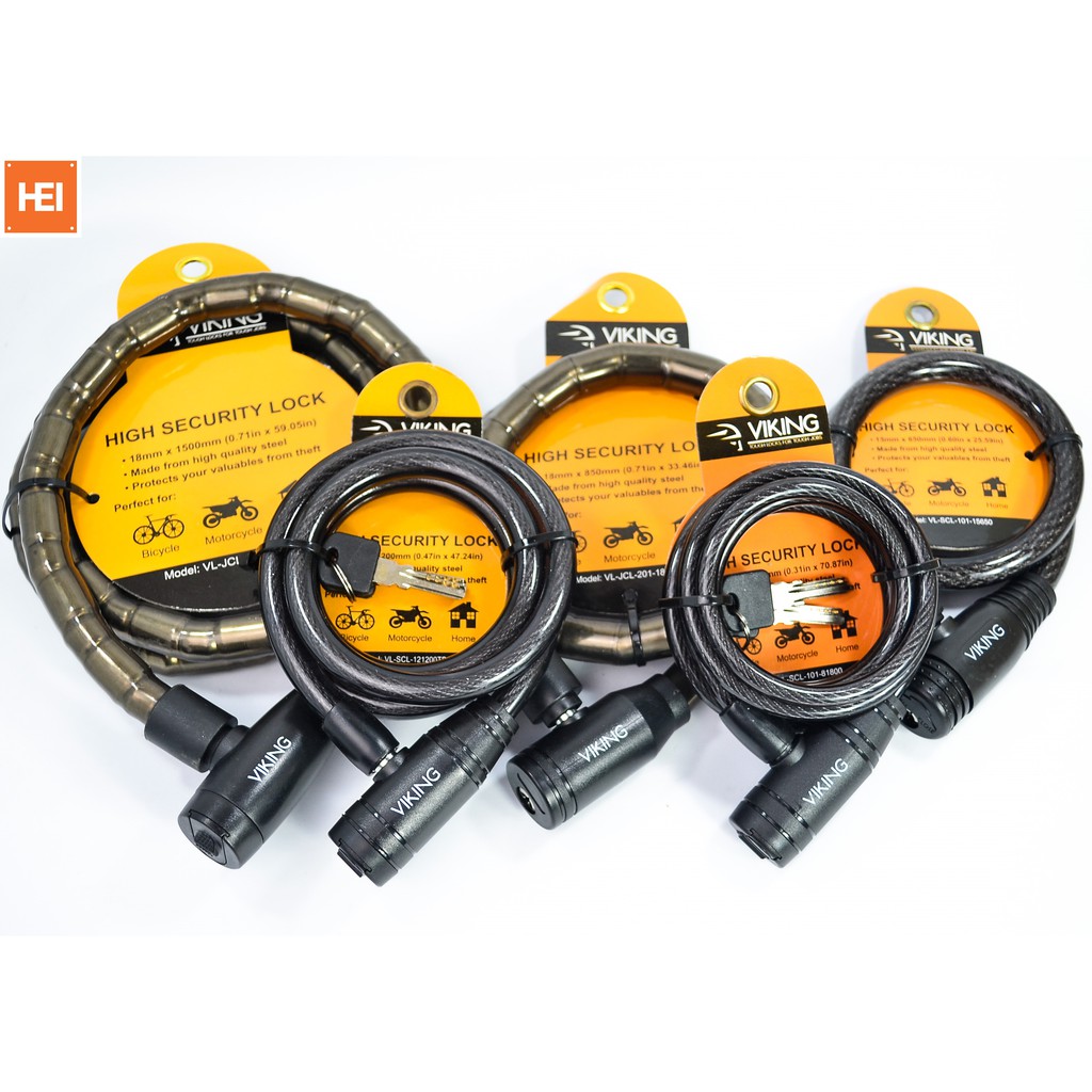 High Quality Steel Bike Lock / Bicycle Cable Lock ( Viking ) Shopee Philippines