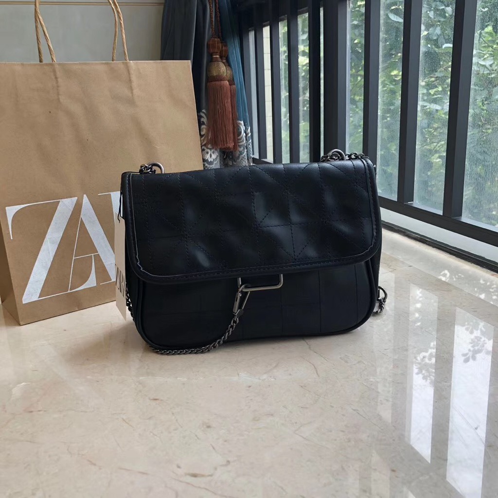 zara leather chain bag