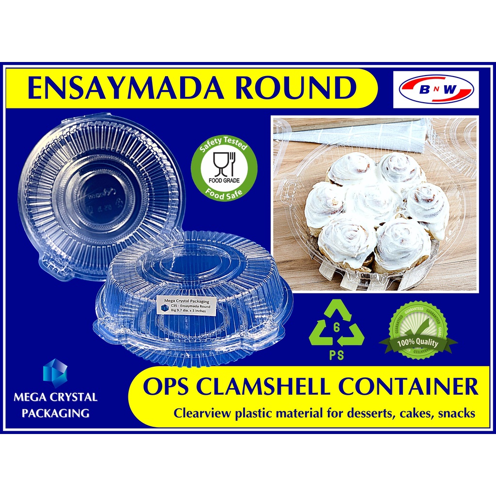 palamig container [ 25/100 Pcs. ] Clamshell Container OPS C35 Ensaymada