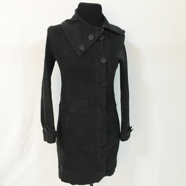 black-denim-trench-coat-shopee-philippines