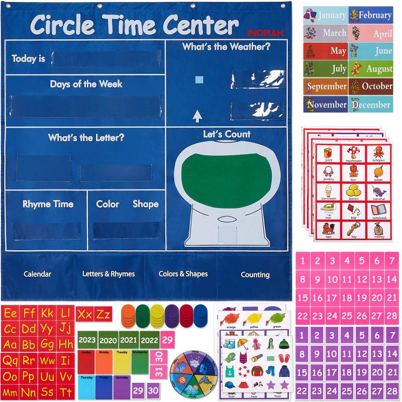 Colcolo Circle Time Center Pocket Chart Educational Preschool Educational Pocket Chart for Nursery Homeschool Kindergarten Classroom 