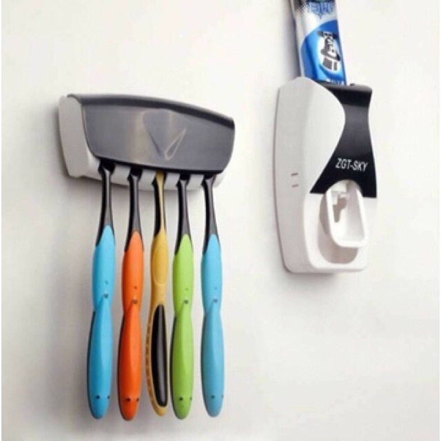 Tooth Paste Dispenser Automatic With Toothbrush Holder Toothpaste