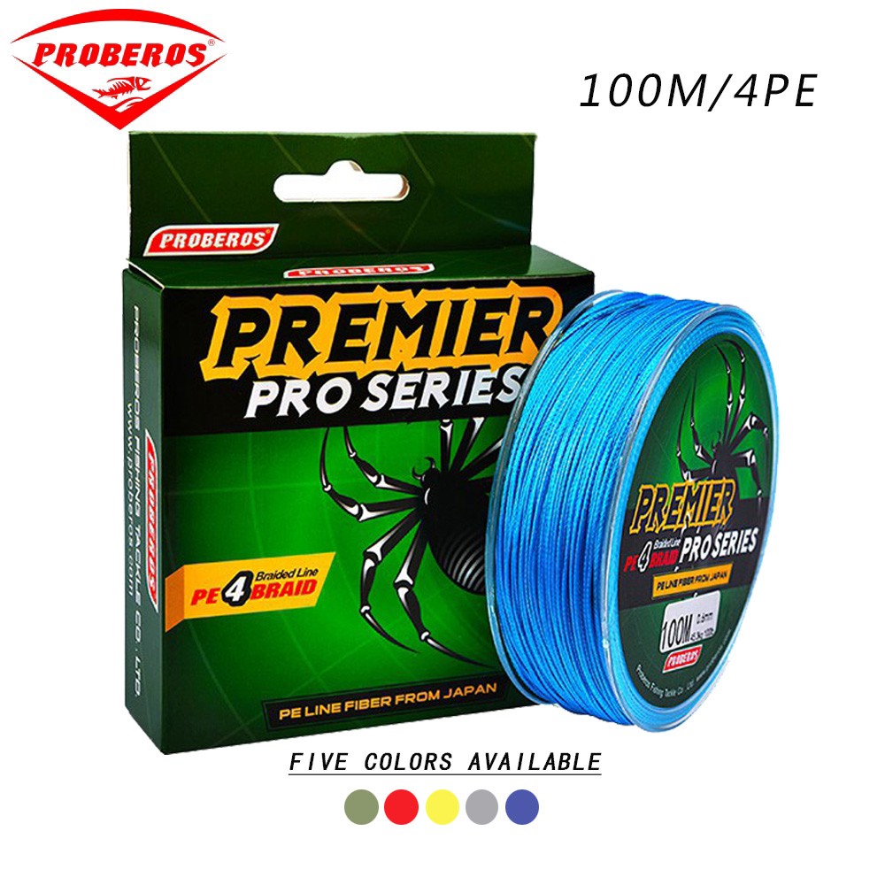 PROBEROS 100M PE Braided Fishing Line 4 Stands 6LB 8lb 10lb 50LB
