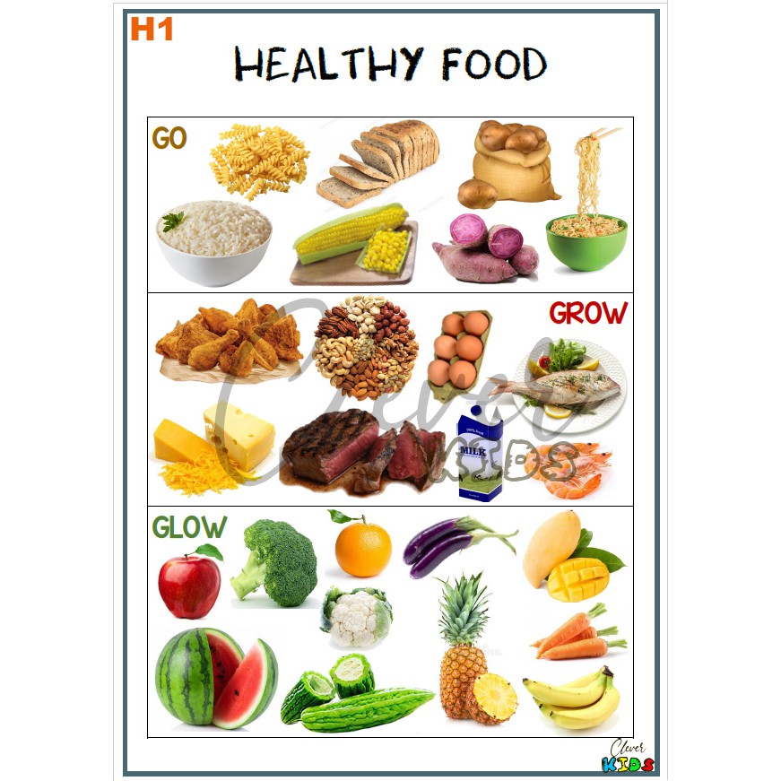 Healthy Food Go Grow Glow Educational Chart A4 by Clever Kids | Shopee ...