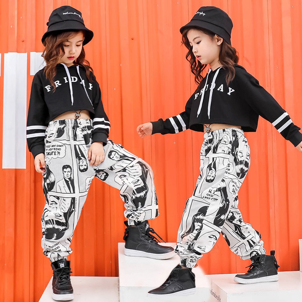 Child Girls Street Dance Costume Hip Hop Performance Casual Wear Clothing Set