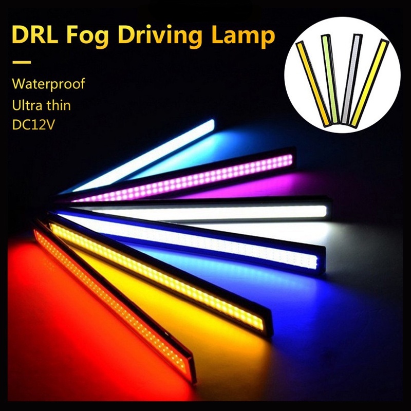 12V External Car LED Lights DRL Fog Lights Daytime Running Lights White Blue Yellow 17cm COB
