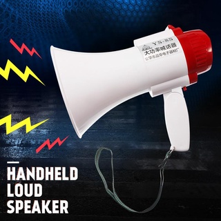 Portable Handheld Speaker Megaphone Strap Grip Loudspeaker Record Play w/ Siren Voice Amplifier