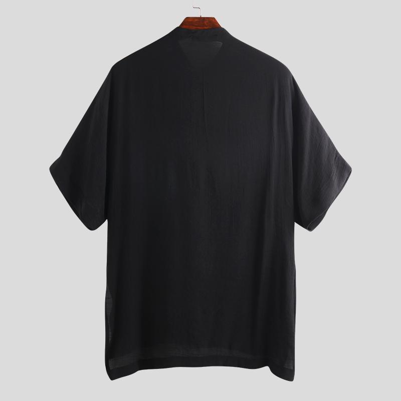 INCERUN Men's Casual Long Loose V Neck Short Sleeve Shirt | Shopee ...