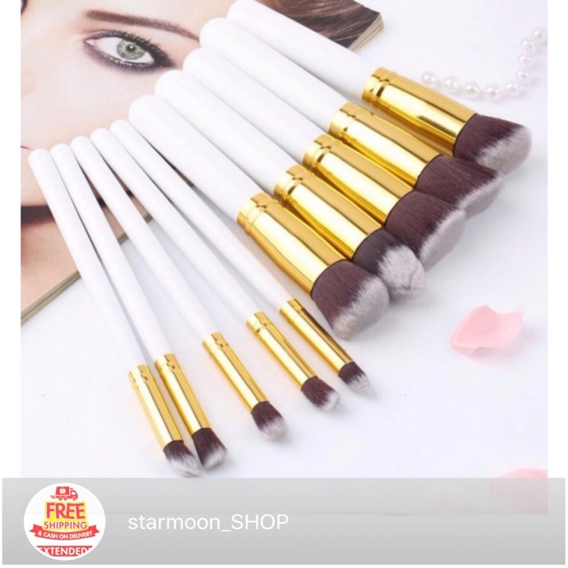 High Quality 10 Pcs Professional Soft Make Up Brush Set Shopee