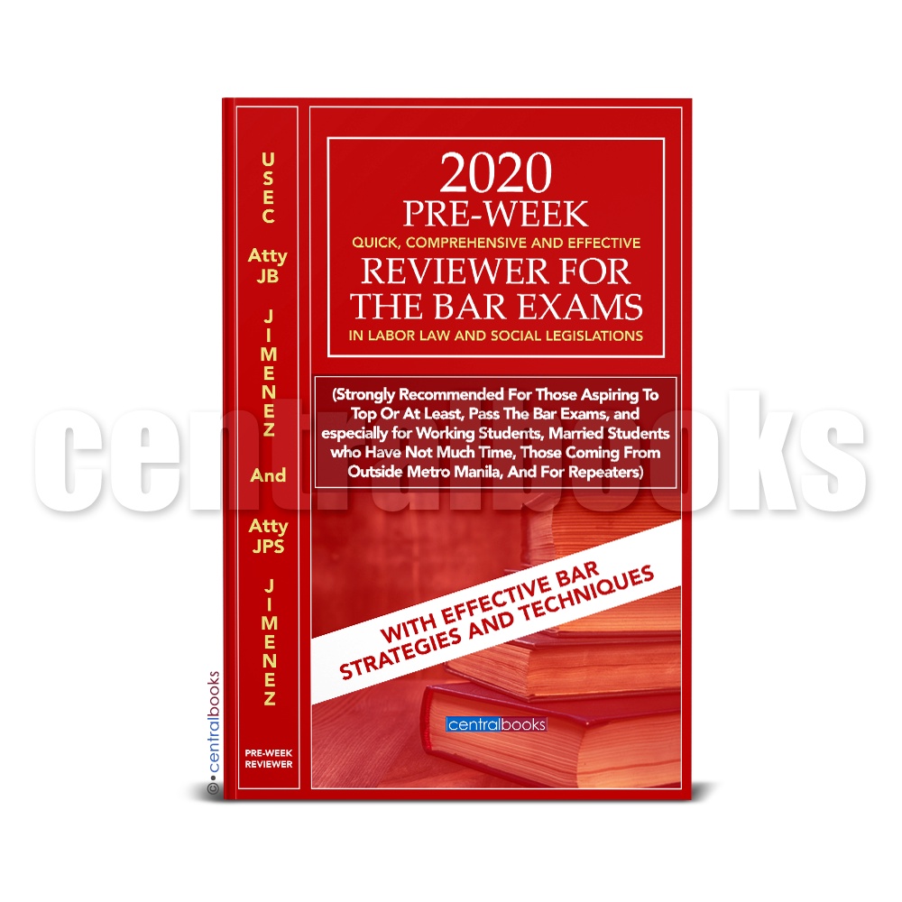 2020 Pre-Week Reviewer for the Bar Exams in Labor Law Social Legislation by Josephus Jimenez - PB