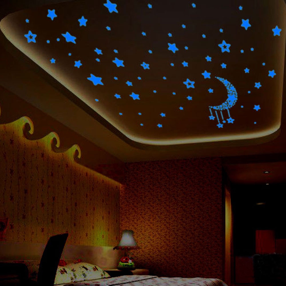 Luminous Star Wall Sticker A Set Kids Bedroom Fluorescent Glow In The Dark Stars Wall Stickers
