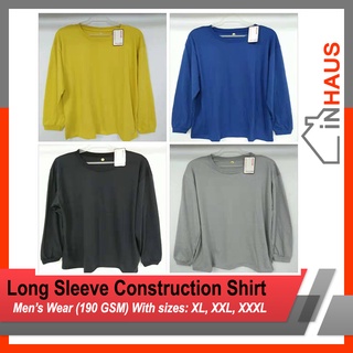 INHAUS Men's Wear XL, XXL, XXXL Long Sleeve Construction Shirt/ Work Site Shirt