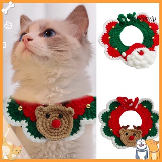 [Vip] Pet Collar Santa Claus Elk Pattern Holiday Dress Up Skin Friendly Christmas Cat Dog Collar for New Year