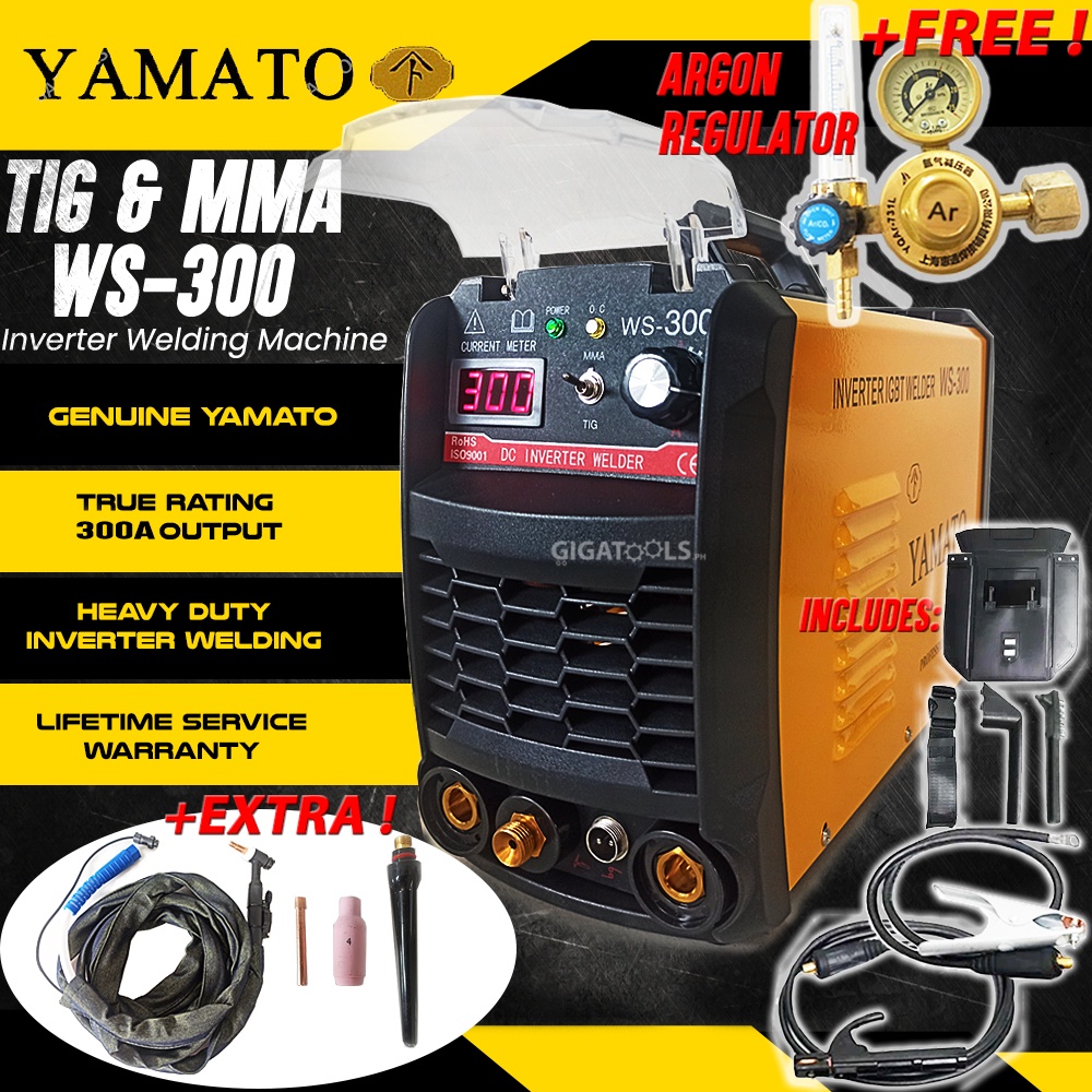 Yamato Ws 300 Digital Inverter Tig And Mma Welding Machine Dual Type With Free Argon Regulator 