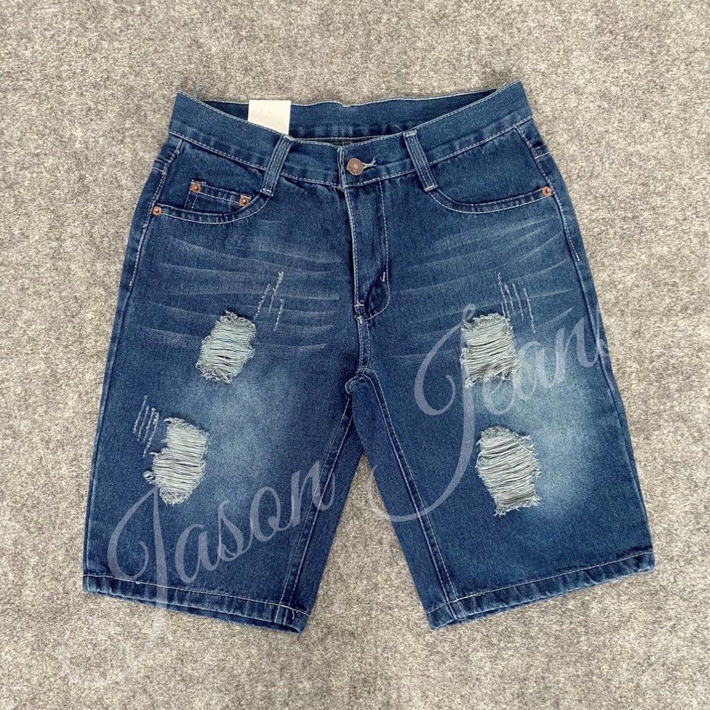 Men Denim Ripped Shorts Makapal Maong (not stretch)(6012#) | Shopee ...