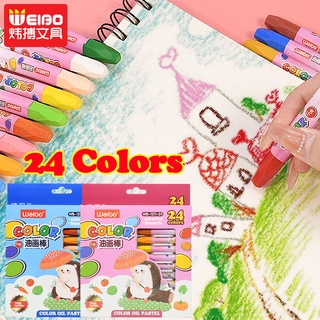 WEIBO 24/18/12 Colors Oil Pastel Washable Drawing Crayons Set Nontoxic Arts & Crafts School Supplies