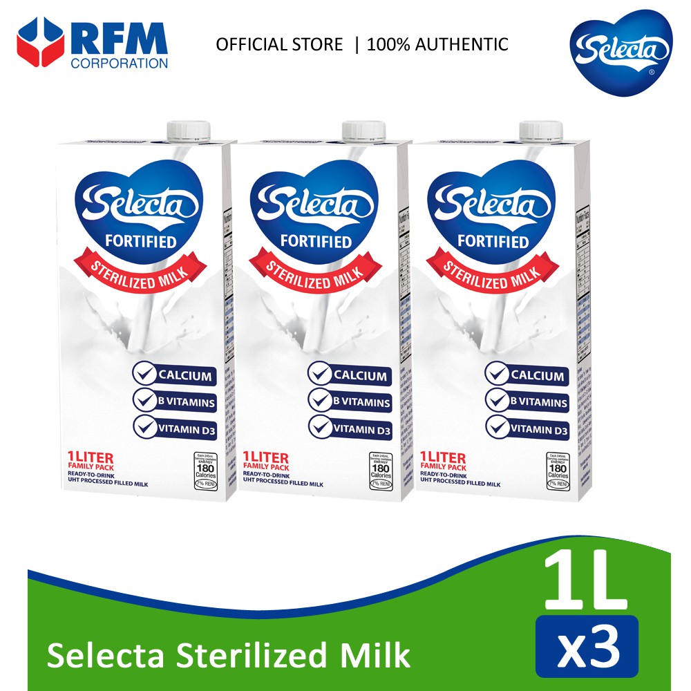 Selecta Sterilized Milk 1 Liter - Set of 3s | Shopee Philippines