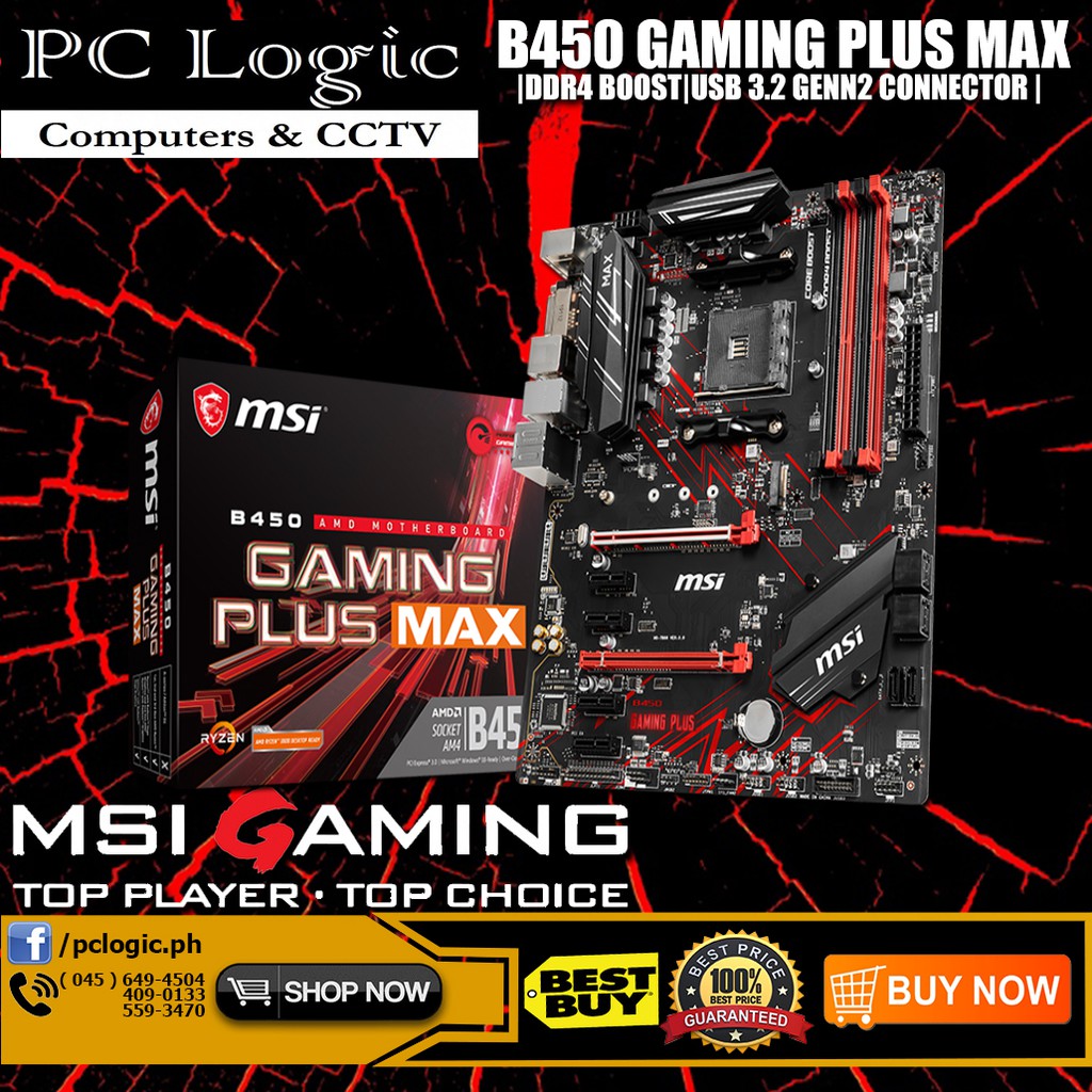 MSI B450 GAMING PLUS MAX DDR4 BOOST & USB 3.2 GENN2 CONNECTOR
