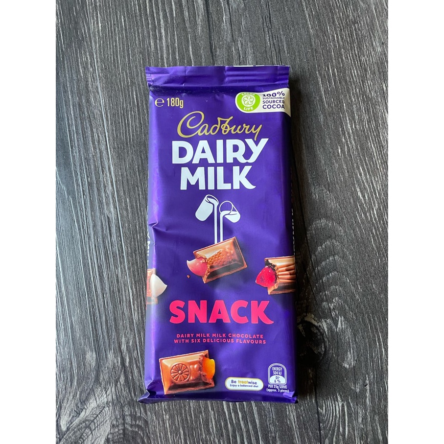 Cadbury Dairy Milk Snack Milk Chocolate Block 180g (Proudly made in
