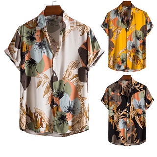 2022 New Men's Vintage Fashion Collar Button Up Floral Polo Shirt Original Summer Casual Loose Short Sleeve Hawaii Shirt Plus Size #8
