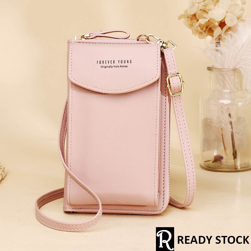 Women Sling Wallet Multi Purpose Zip Purse Mobile Phone Pouch PU