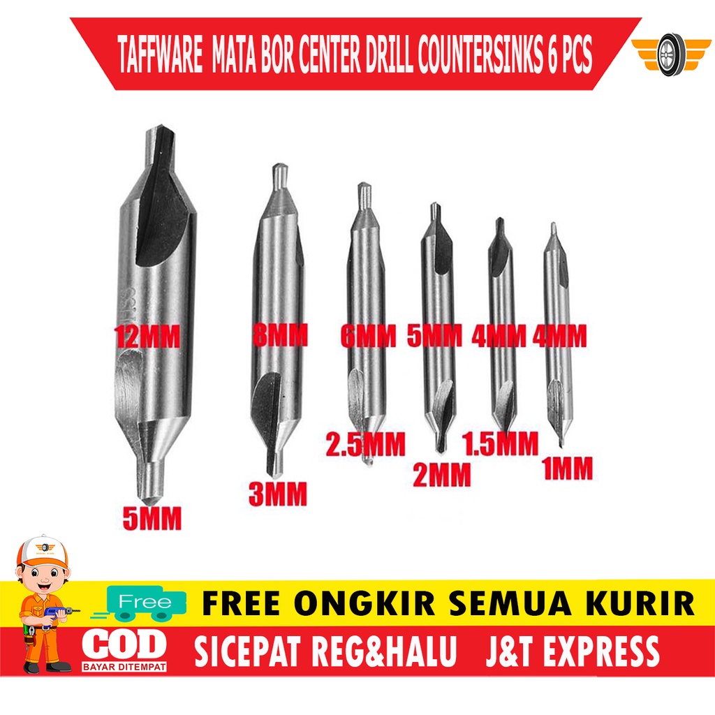 Taffware Drill Bit Center Drill Countersinks Drill Bit 6 PCS | Shopee ...