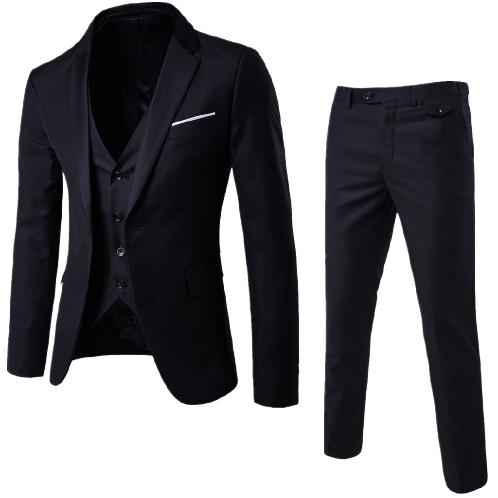 Ready Stock 3 Piece Set Men Business Suit Formal Suits Slim Men Wedding ...