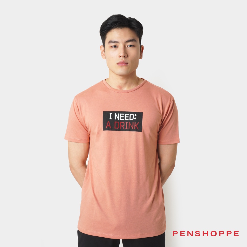 Penshoppe I Need A Drink Graphic T-Shirt For Men (Blush) | Shopee  Philippines