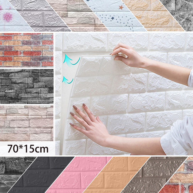 70x15 Cm Diy 3d Foam Room Wallpaper Wall Paper Wall Stickers Adhesive Wall Decor Shopee Philippines