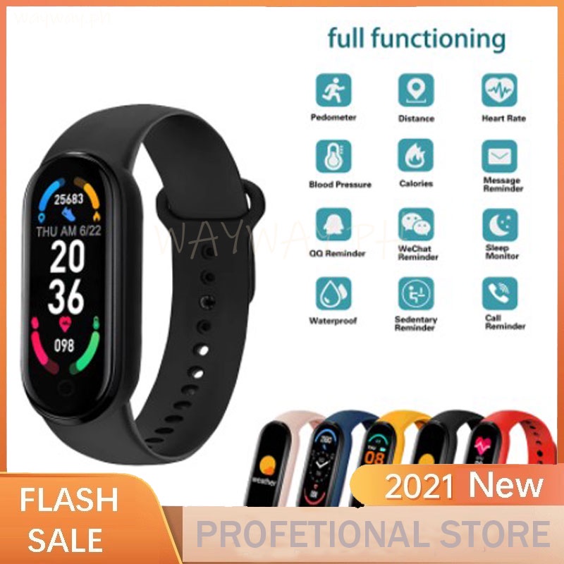 2021 M6 Blood Pressure Monitor Sports Fitness Bracelet Smartwatch ...