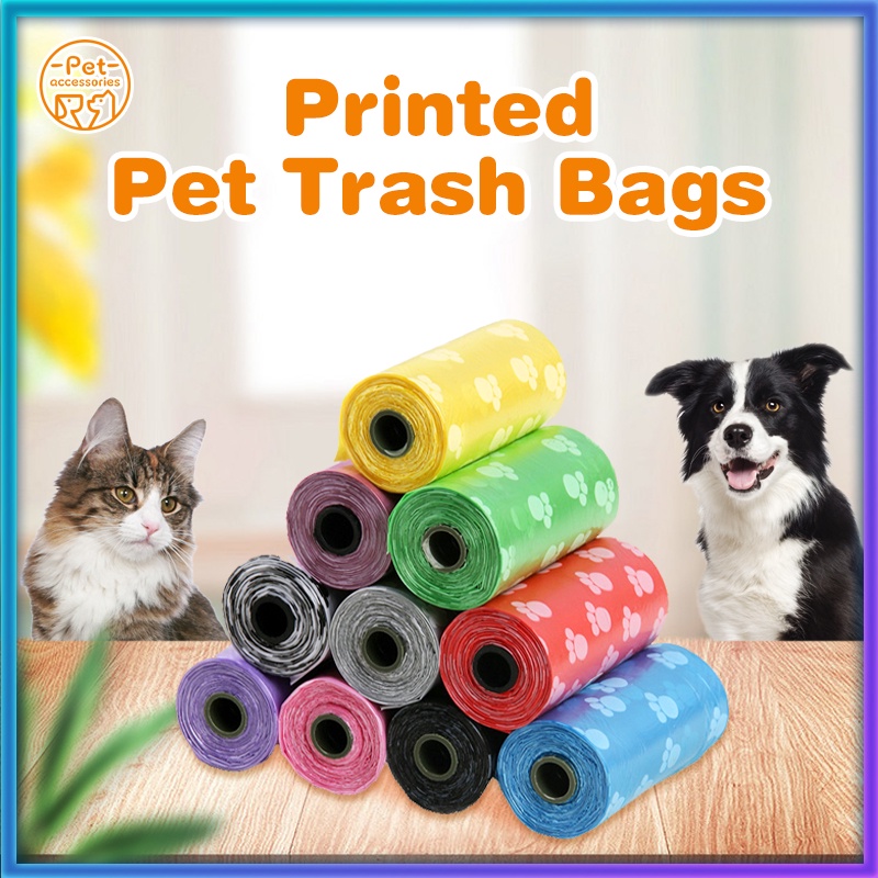 Pet Trash Bag Dog Poop Bag Footprint Printed Pet Garbage Disposable