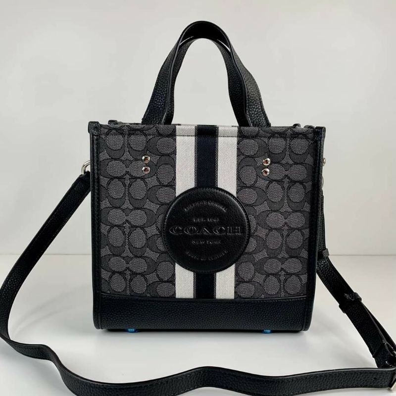 Dempsey Tote 22 In Signature Jacquard With Stripe And Coach Patch ...