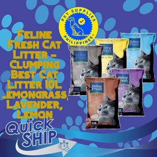 [24 hrs SALE] Feline Fresh Cat Litter - Clumping Best Cat Litter 10L - Lemongrass, Lavender, Lemon