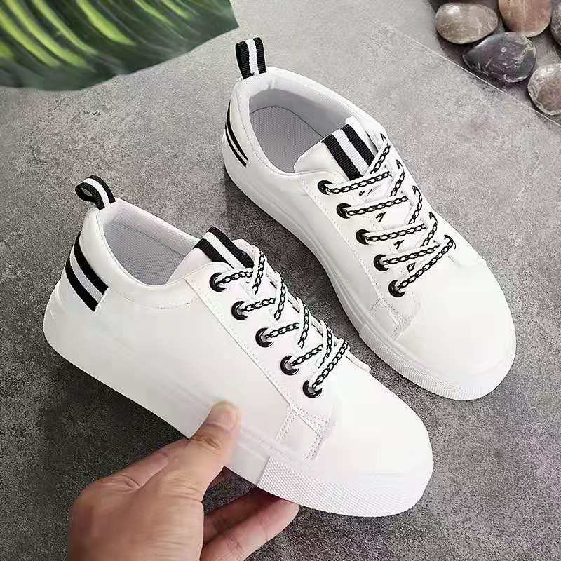 White Sneakers rubber shoes for women low cut cusual shoes korean ...