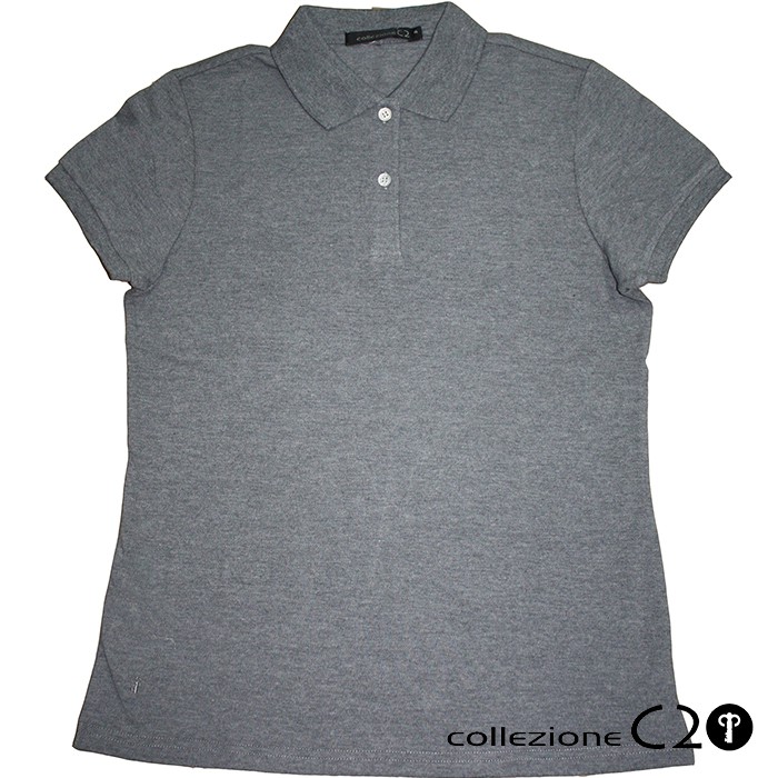 COLLEZIONE C2 PCWT1K224 GRAY PLAIN PIQUE Pique Women Polo Shirt Regular ...