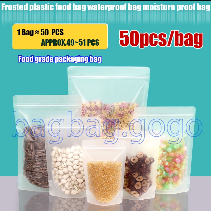 50PCS Frosted plastic food bag waterproof bag moisture proof bag moisture bag laminate bag trinket