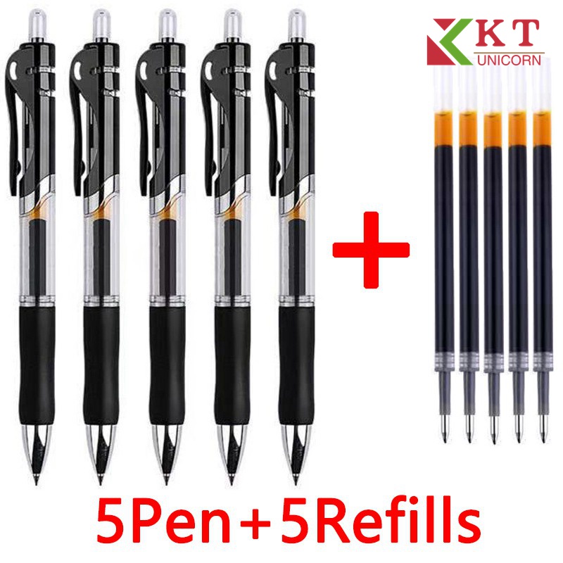 5 Pen+5 Refills flexstick Ballpen set Retractable gel pens black/red