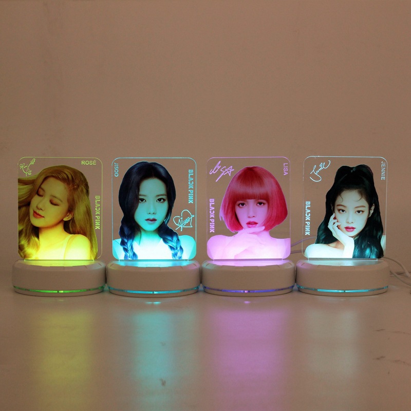 Aopostall Kpop BTS Blackpink Night Light Jimin Jungkook RM Lisa Jennie Colorful Acrylic LED Nightstand Desk Lamp 