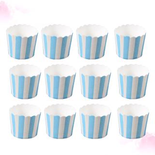 50PCS Blue and White Stripes Paper Cup Cupcake Wrappers Baking Packaging Cup Heat Resistant Cupcake Cups #5