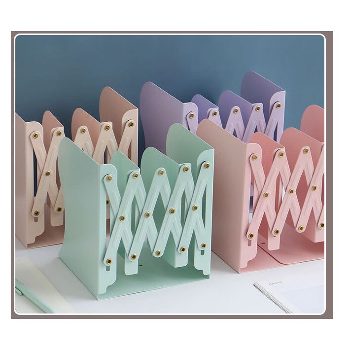 Pastel Color Metal Expandable Bookend Holder Book Stand Multi