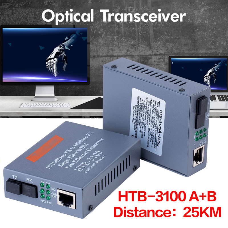 HTB3100A/B 25KM NetLINK 10/100 Mbps Fiber Transceiver SingleFiber